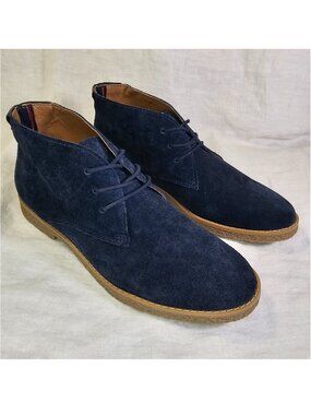 Tommy Hilfiger TWZakry-M Blue Suede Lace Up Ankle Boots 8.5 Navy Blue